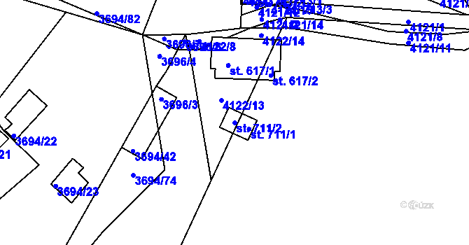 Parcela st. 711/2 v KÚ Jivno, Katastrální mapa