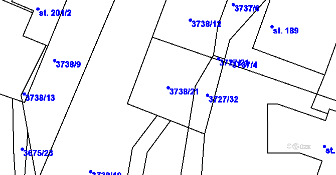 Parcela st. 3738/21 v KÚ Jivno, Katastrální mapa