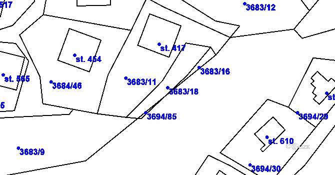 Parcela st. 3683/18 v KÚ Jivno, Katastrální mapa