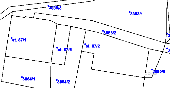 Parcela st. 87/2 v KÚ Jivno, Katastrální mapa