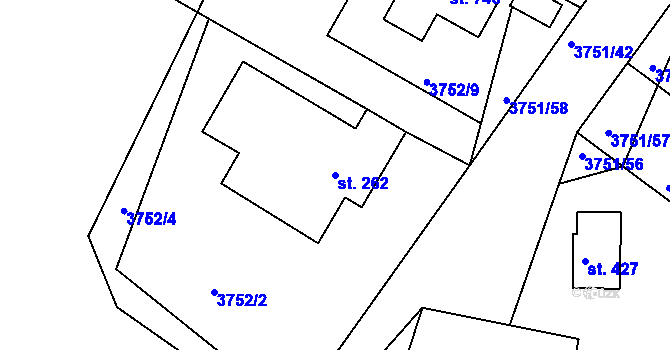 Parcela st. 262 v KÚ Jivno, Katastrální mapa