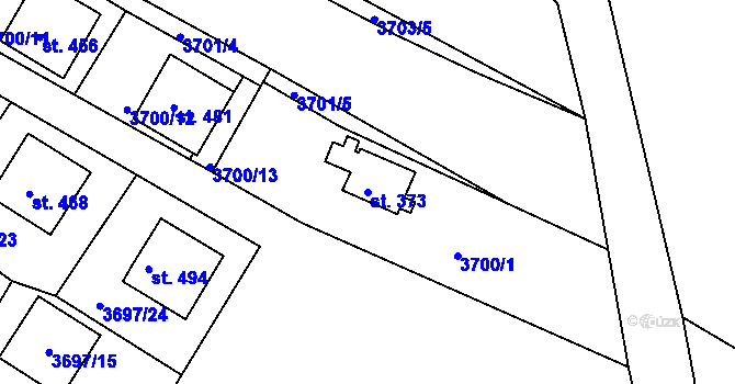 Parcela st. 373 v KÚ Jivno, Katastrální mapa