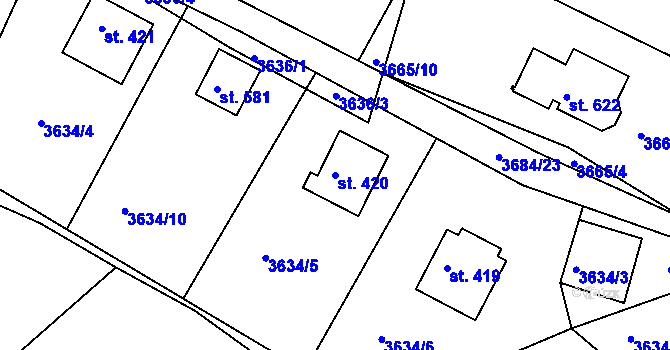 Parcela st. 420 v KÚ Jivno, Katastrální mapa