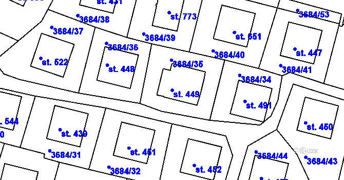 Parcela st. 449 v KÚ Jivno, Katastrální mapa