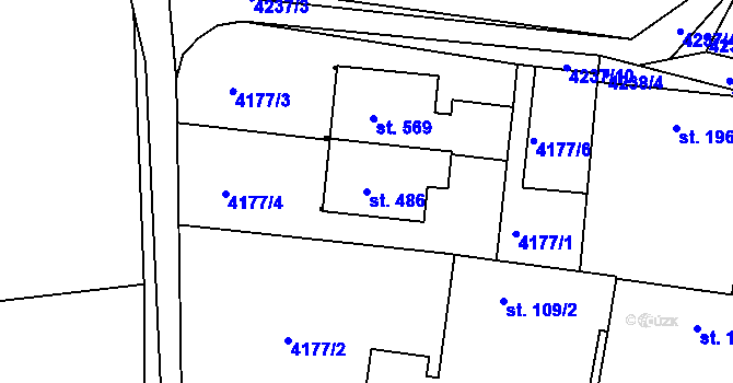 Parcela st. 486 v KÚ Jivno, Katastrální mapa