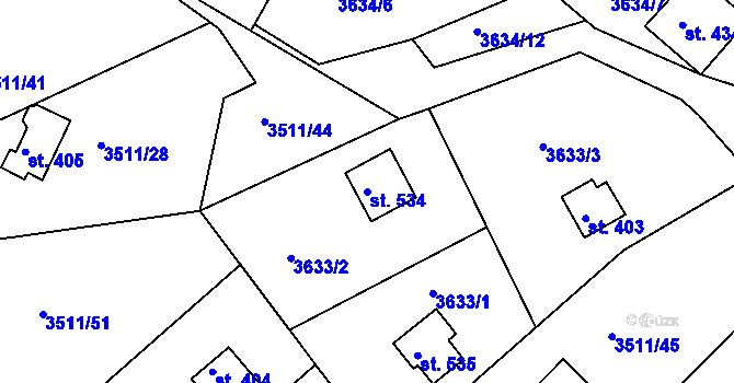 Parcela st. 534 v KÚ Jivno, Katastrální mapa