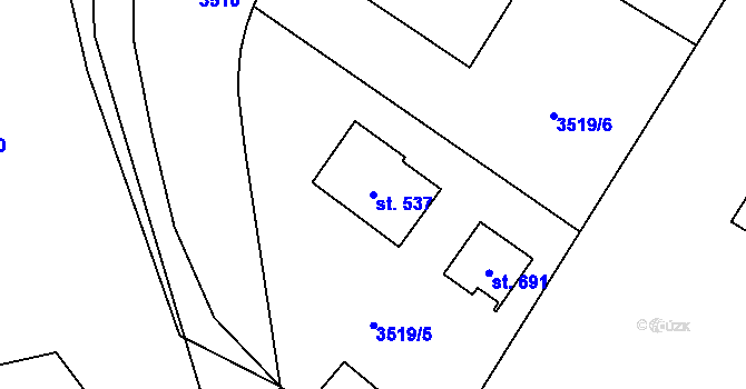 Parcela st. 537 v KÚ Jivno, Katastrální mapa