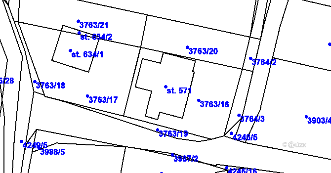 Parcela st. 571 v KÚ Jivno, Katastrální mapa