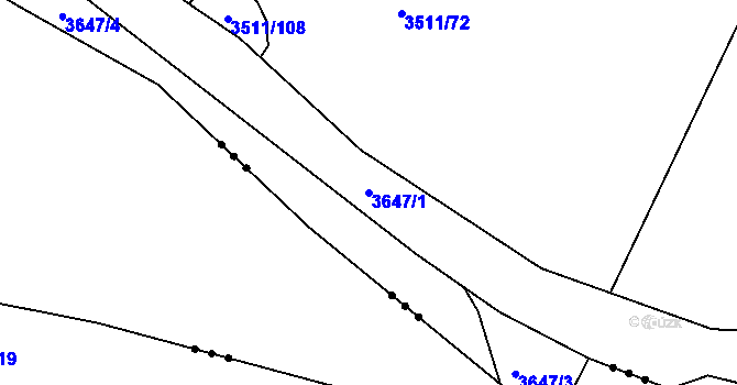 Parcela st. 3647/1 v KÚ Jivno, Katastrální mapa