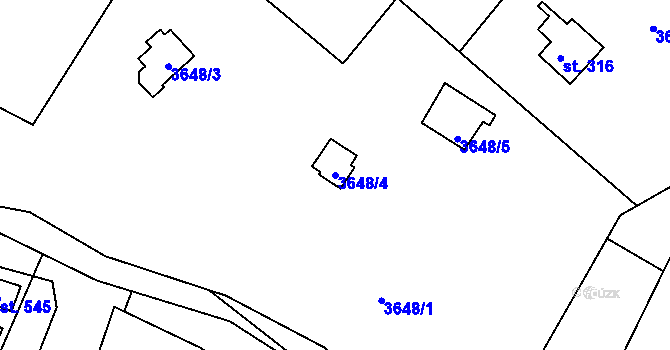 Parcela st. 3648/4 v KÚ Jivno, Katastrální mapa