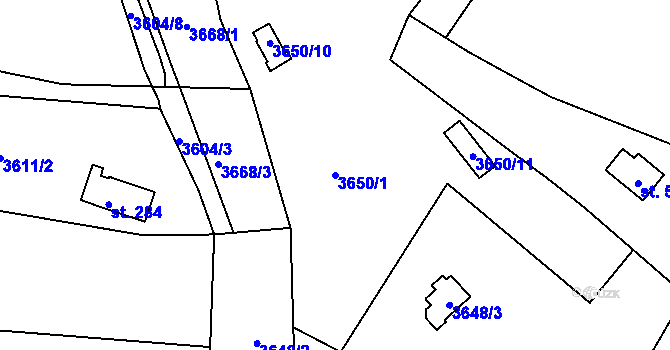 Parcela st. 3650/1 v KÚ Jivno, Katastrální mapa