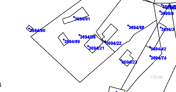 Parcela st. 3694/21 v KÚ Jivno, Katastrální mapa