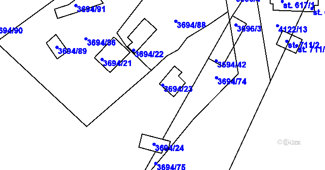 Parcela st. 3694/23 v KÚ Jivno, Katastrální mapa