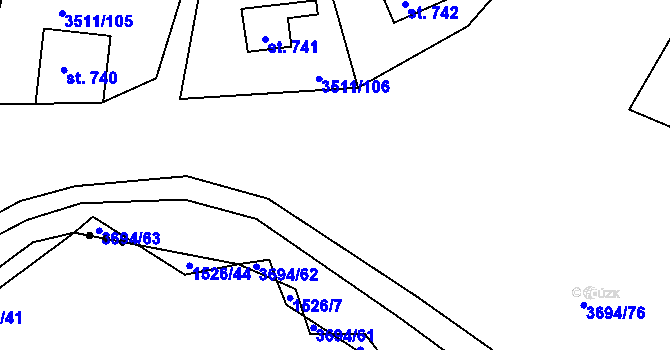 Parcela st. 3694/25 v KÚ Jivno, Katastrální mapa