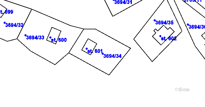 Parcela st. 3694/34 v KÚ Jivno, Katastrální mapa