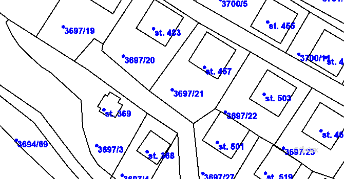 Parcela st. 3697/21 v KÚ Jivno, Katastrální mapa