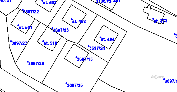 Parcela st. 3697/24 v KÚ Jivno, Katastrální mapa