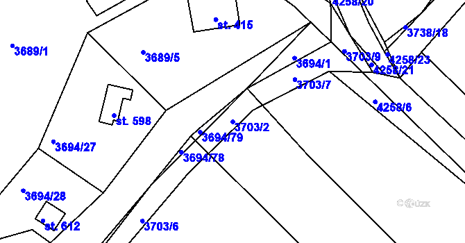 Parcela st. 3703/2 v KÚ Jivno, Katastrální mapa