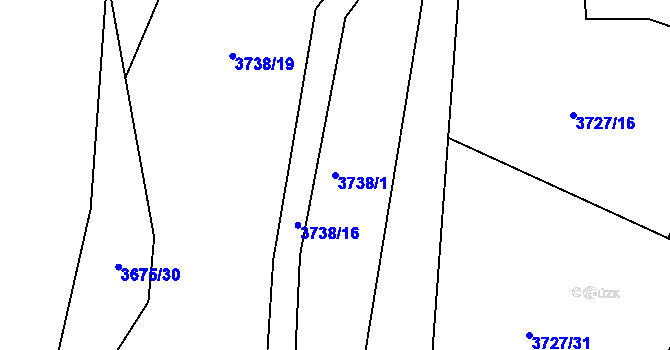 Parcela st. 3738/1 v KÚ Jivno, Katastrální mapa