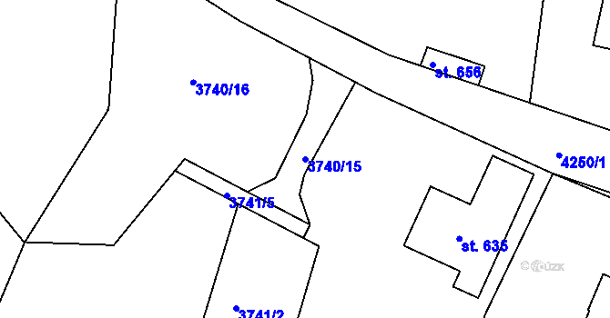 Parcela st. 3740/15 v KÚ Jivno, Katastrální mapa