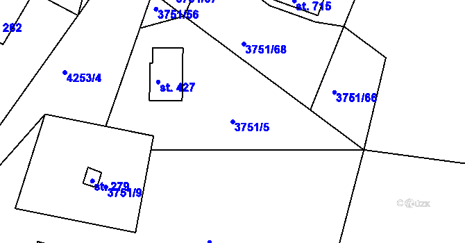 Parcela st. 3751/5 v KÚ Jivno, Katastrální mapa