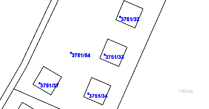 Parcela st. 3751/33 v KÚ Jivno, Katastrální mapa