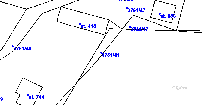 Parcela st. 3751/41 v KÚ Jivno, Katastrální mapa