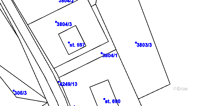 Parcela st. 3804/1 v KÚ Jivno, Katastrální mapa