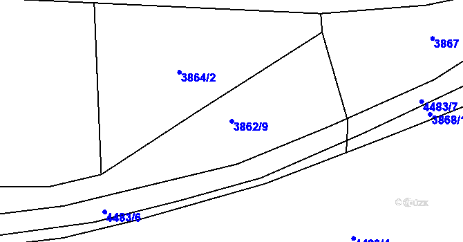 Parcela st. 3862/9 v KÚ Jivno, Katastrální mapa