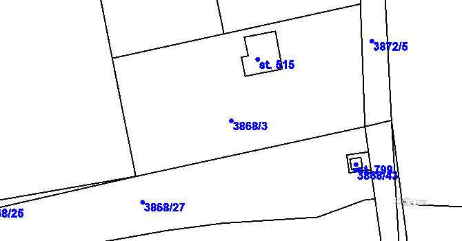 Parcela st. 3868/3 v KÚ Jivno, Katastrální mapa