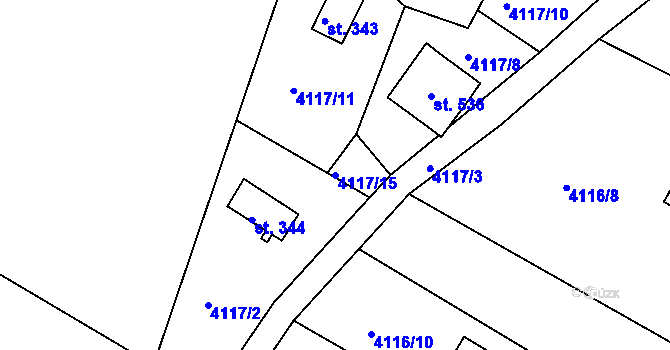 Parcela st. 4117/15 v KÚ Jivno, Katastrální mapa
