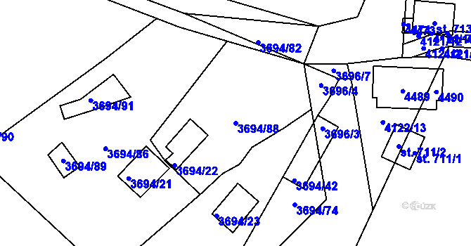 Parcela st. 3694/88 v KÚ Jivno, Katastrální mapa