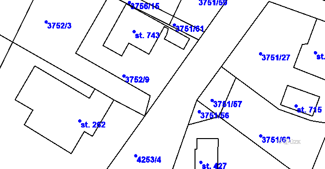 Parcela st. 3751/58 v KÚ Jivno, Katastrální mapa