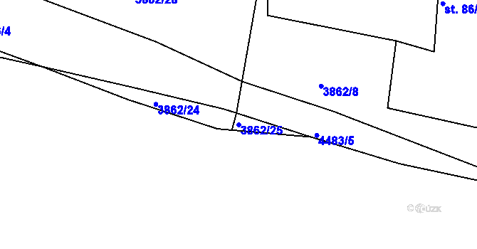 Parcela st. 3862/25 v KÚ Jivno, Katastrální mapa