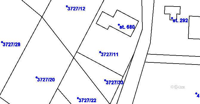 Parcela st. 3727/11 v KÚ Jivno, Katastrální mapa