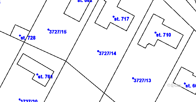 Parcela st. 3727/14 v KÚ Jivno, Katastrální mapa