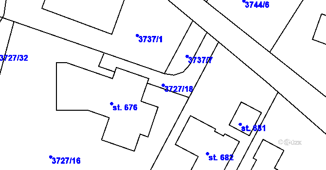 Parcela st. 3727/18 v KÚ Jivno, Katastrální mapa