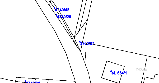 Parcela st. 3763/27 v KÚ Jivno, Katastrální mapa