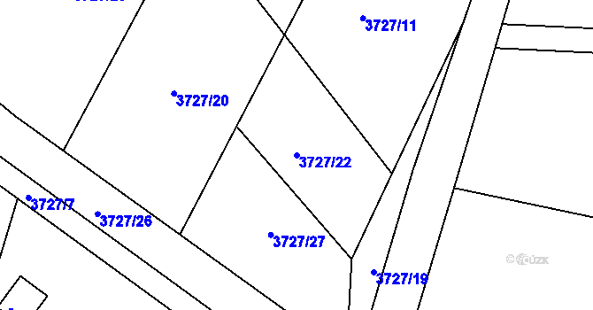 Parcela st. 3727/22 v KÚ Jivno, Katastrální mapa