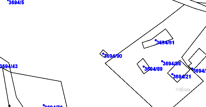 Parcela st. 3694/90 v KÚ Jivno, Katastrální mapa