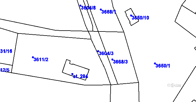 Parcela st. 3604/3 v KÚ Jivno, Katastrální mapa