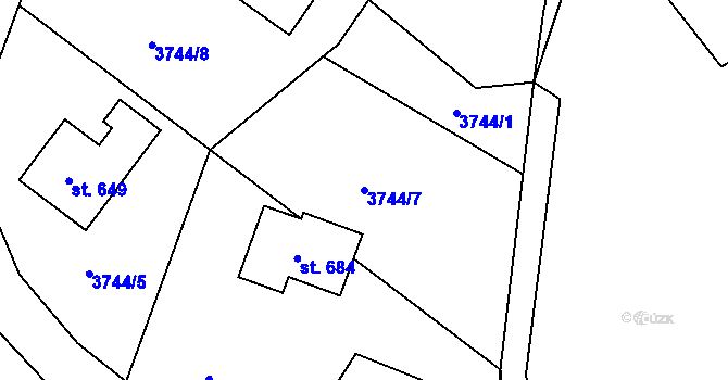 Parcela st. 3744/7 v KÚ Jivno, Katastrální mapa