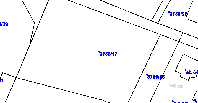 Parcela st. 3756/17 v KÚ Jivno, Katastrální mapa