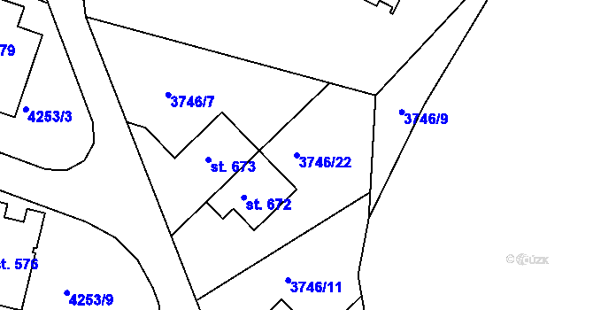 Parcela st. 3746/22 v KÚ Jivno, Katastrální mapa