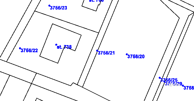 Parcela st. 3756/21 v KÚ Jivno, Katastrální mapa