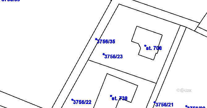 Parcela st. 3756/23 v KÚ Jivno, Katastrální mapa