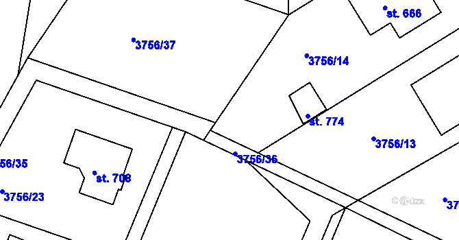 Parcela st. 3756/27 v KÚ Jivno, Katastrální mapa