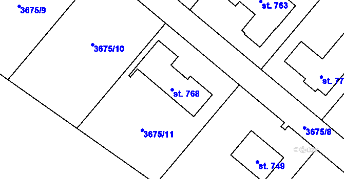Parcela st. 768 v KÚ Jivno, Katastrální mapa