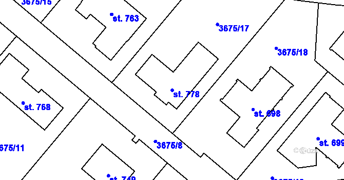 Parcela st. 778 v KÚ Jivno, Katastrální mapa