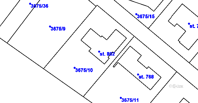 Parcela st. 802 v KÚ Jivno, Katastrální mapa